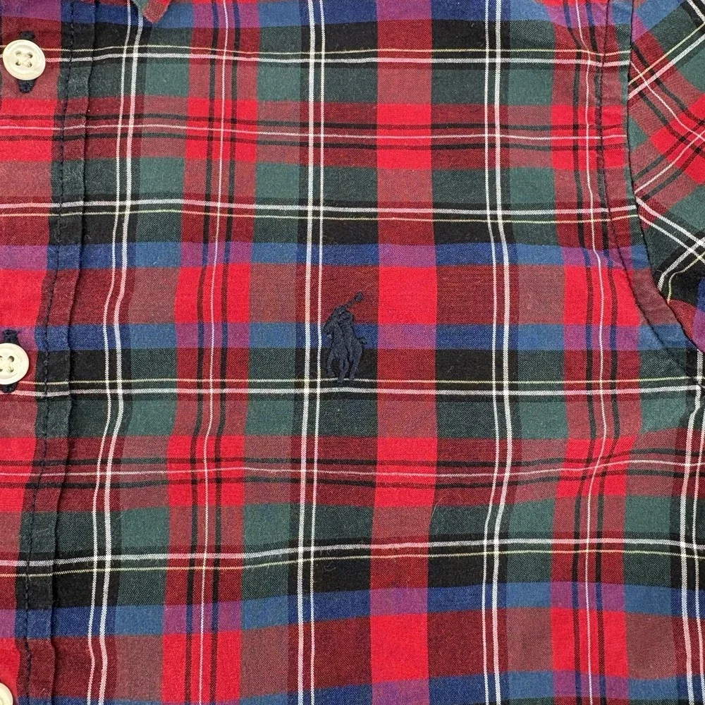 Ralph Lauren Boys Multicolor‎ Red Plaid Button Down Shirt Size 7